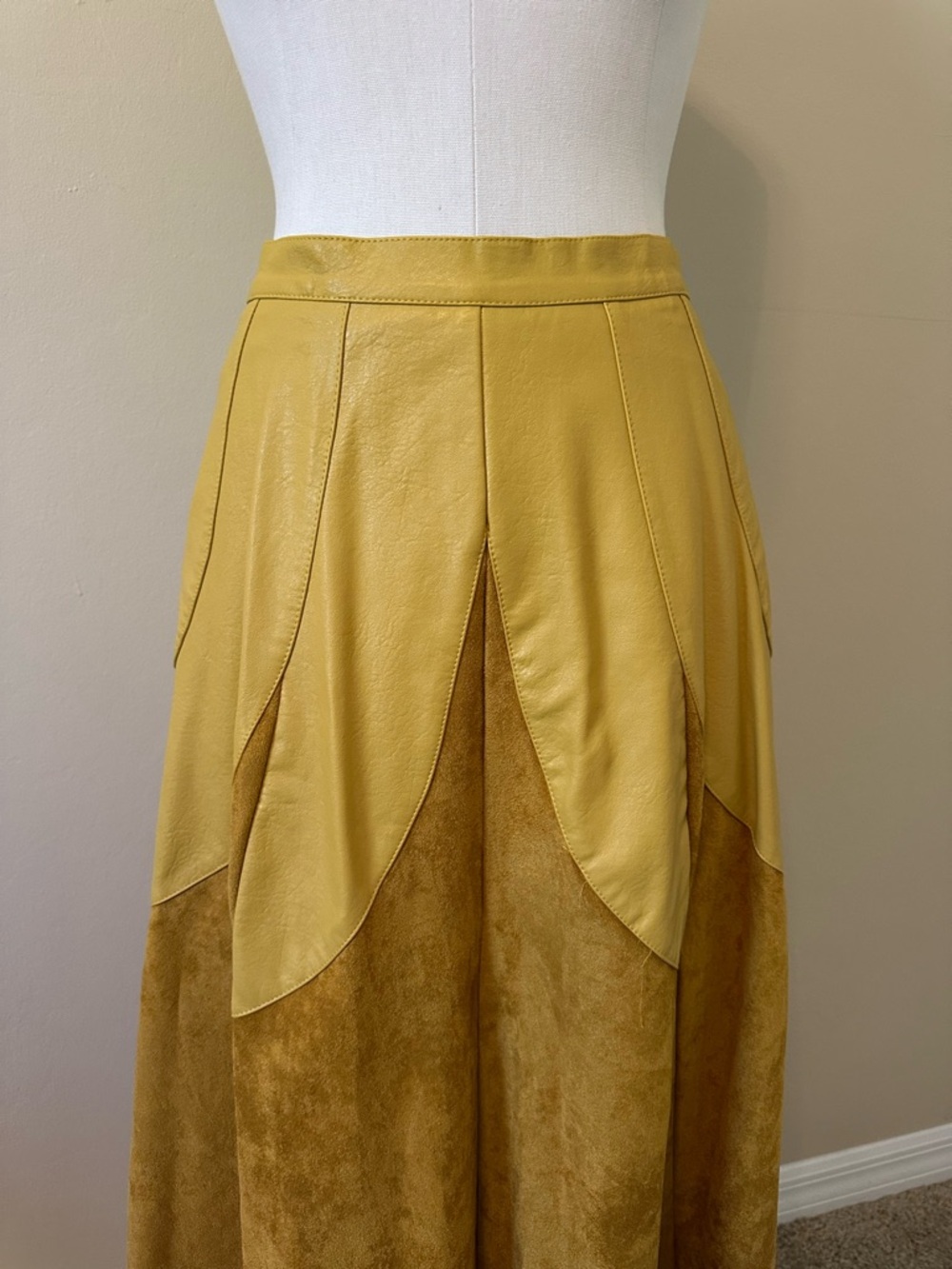 Nasty Gal Mustard Yellow Two-Tone Midi Skirt - Picture 2 of 5